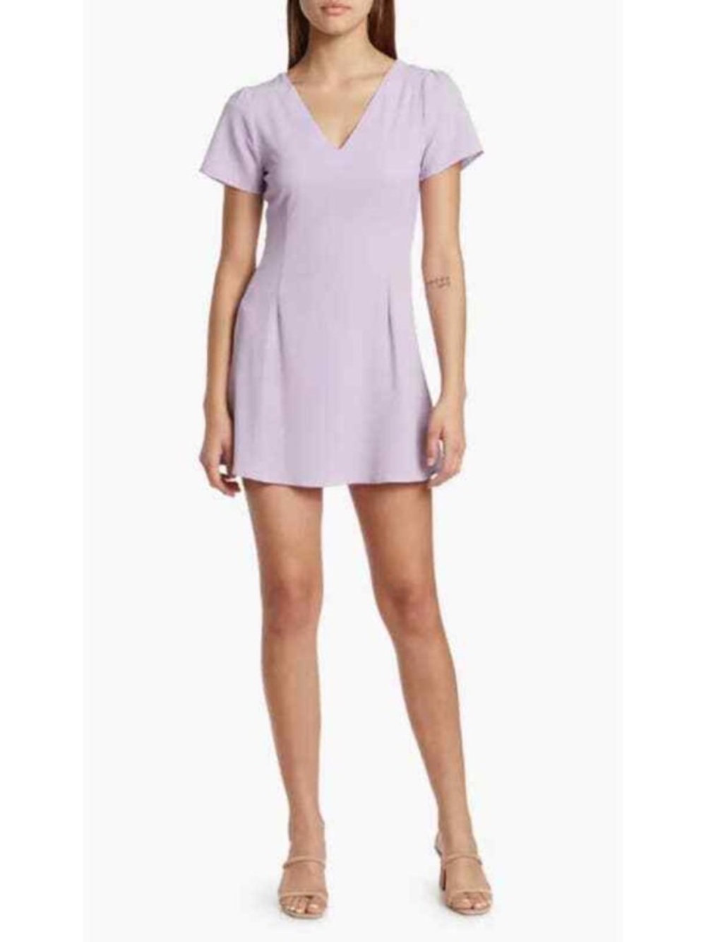 NWT VERO MODA Saga Tie Back Lilac Mini V neck Dress size medium